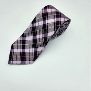 Classic Plaid Tie in Black, White, and Pink